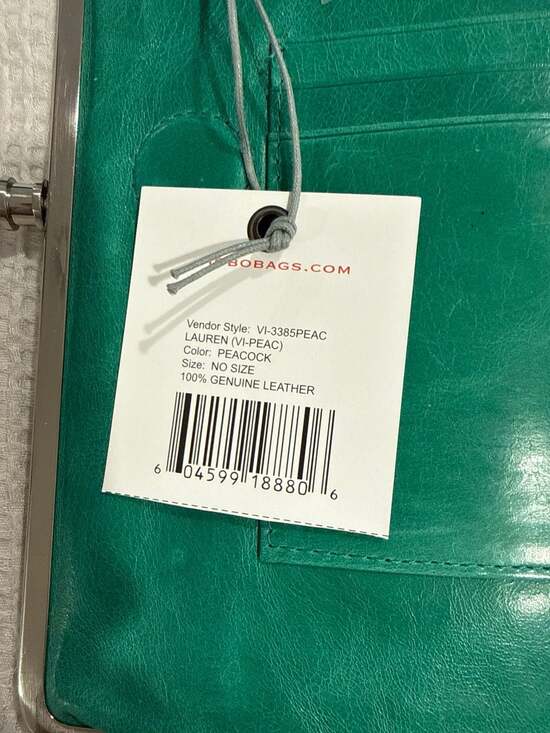 HOBO Lauren Green Leather Double Frame Clutch Wallet - Picture 4 of 9